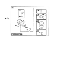 Carburetor 1 Diagram and Parts List for 12E800-12E899 0620-0653-0808 Briggs and Stratton Engine